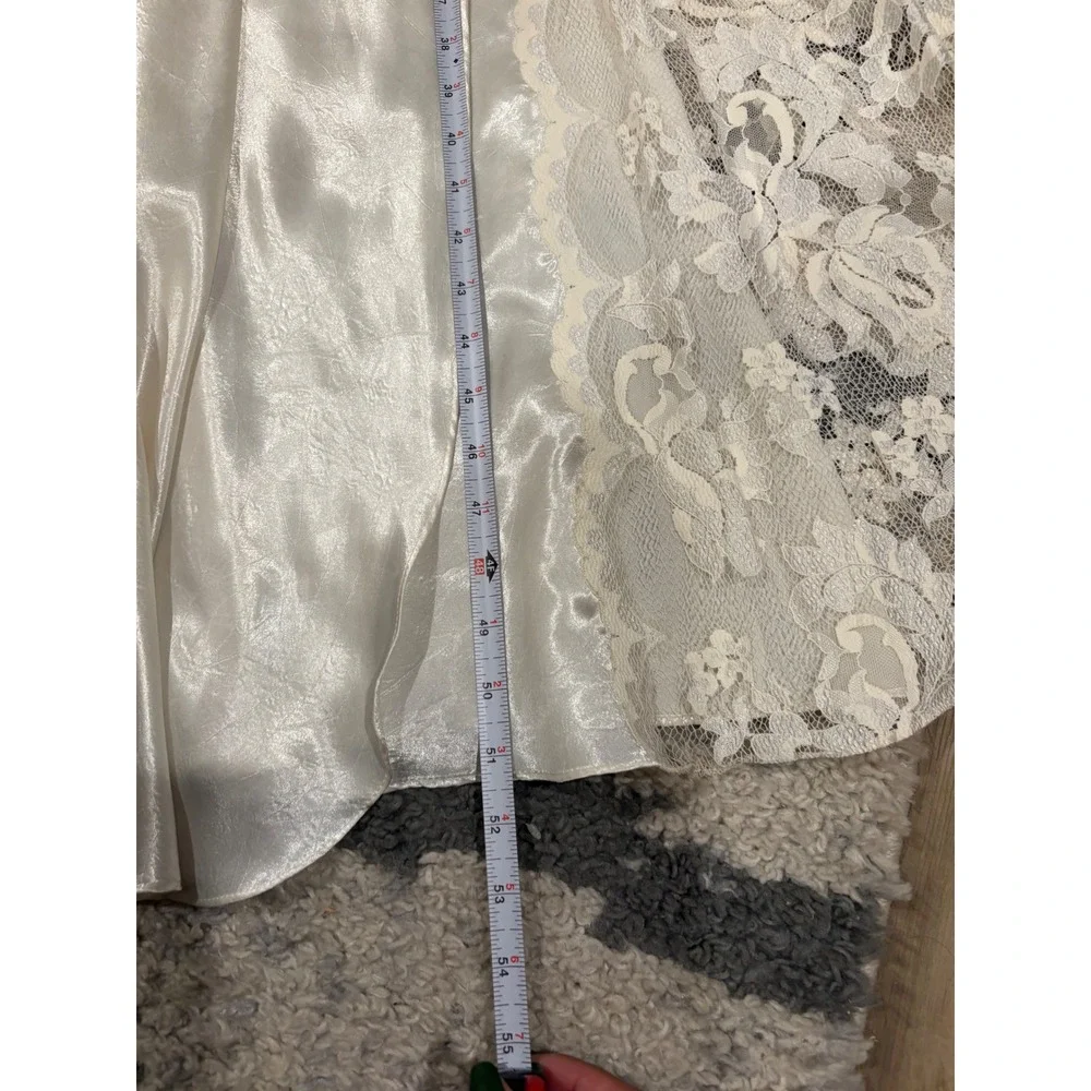 Vintage Victoria's Secret Gold Label Lace Satin Maxi Slip Dress Ivory Ethereal x